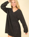 VERY J Mineral Washed Oversized A-Line Mini Dress