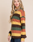 BOMBOM Multi-Color Striped Knit Top