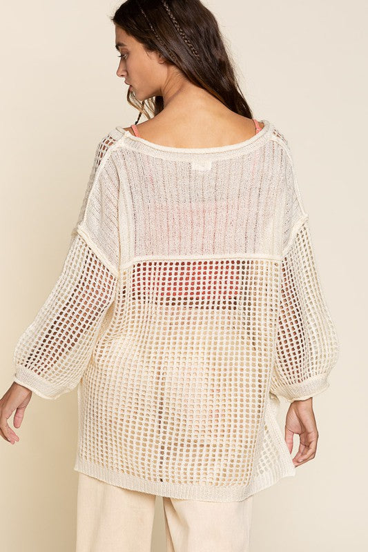 POL Oversized Fit See-through Pullover Sweater