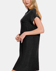 Zenana Mock Neck Short Sleeve Sweater Dress