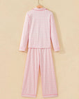 Pink Gingham Button-Front Pajama Set