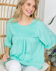 e Luna Solid Pintuck Tunic Blouse