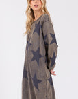 SAGE + FIG Washed Star Print Round Neck Dress