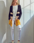 e Luna Solid Jersey Colorblock Cardigan