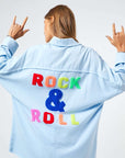 Davi & Dani Multi Color Letters Fringed Hem Detail Shirt Rock & Roll - My Pampered Life Seattle