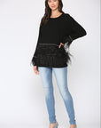 Sally Knitted Sweater with Feathers