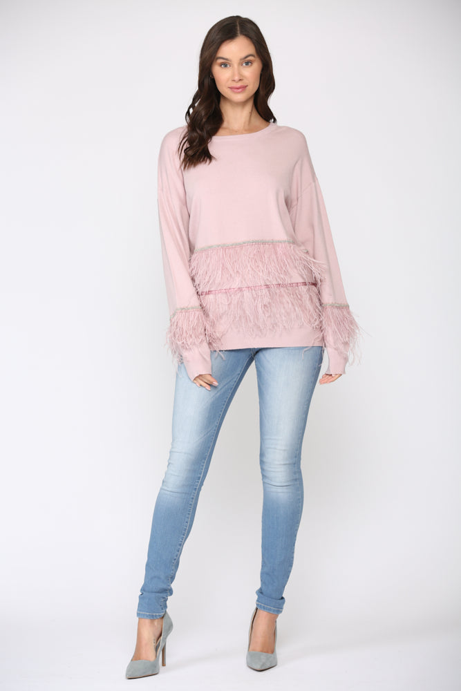 Sally Knitted Sweater with Feathers