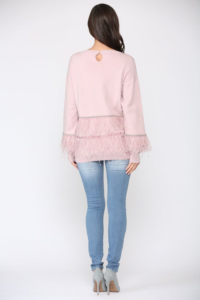 Sally Knitted Sweater with Feathers