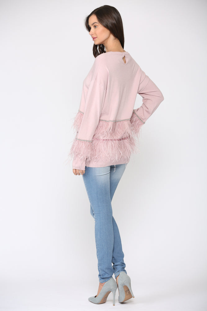 Sally Knitted Sweater with Feathers