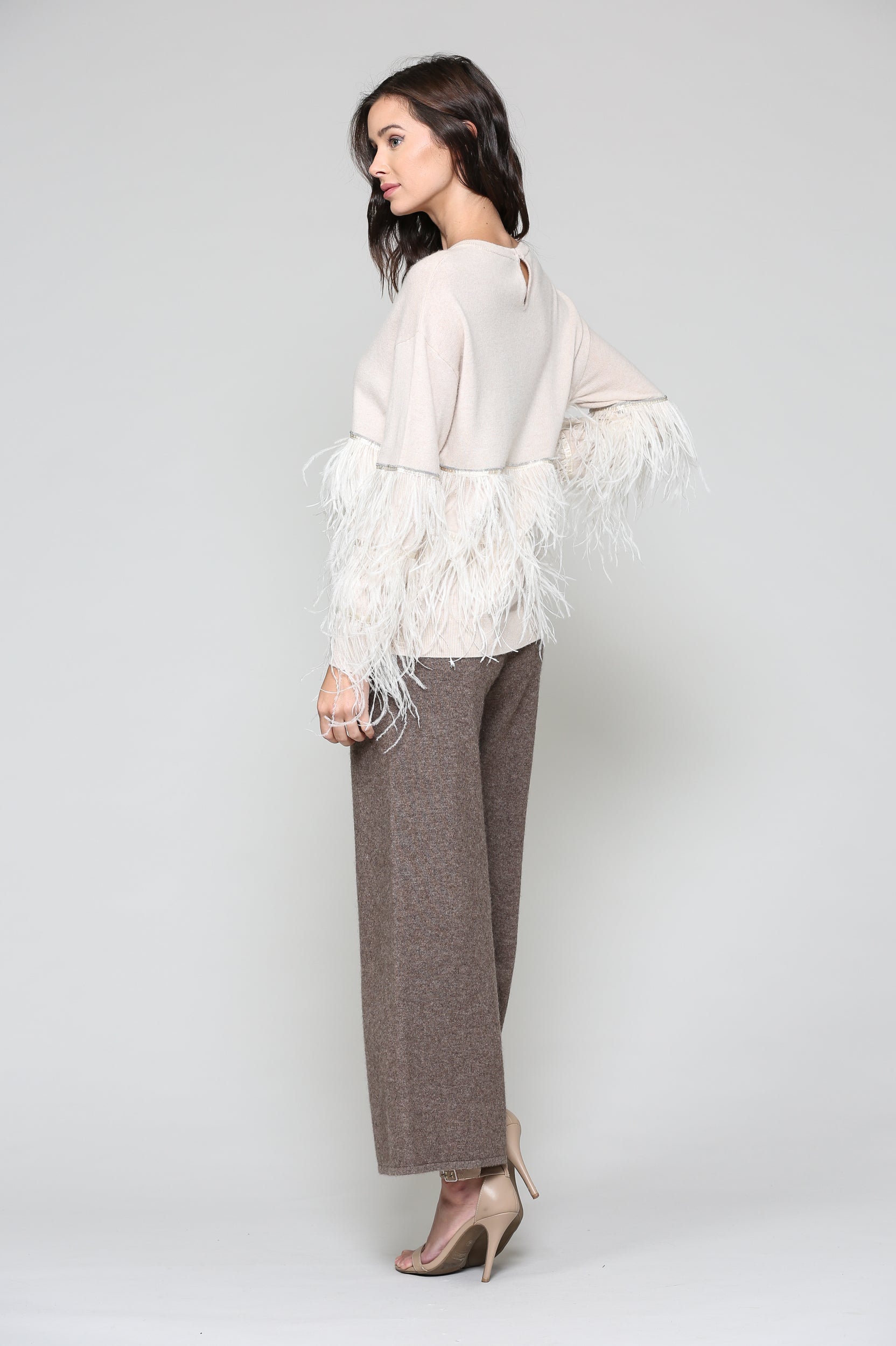 Sally Knitted Sweater with Feathers