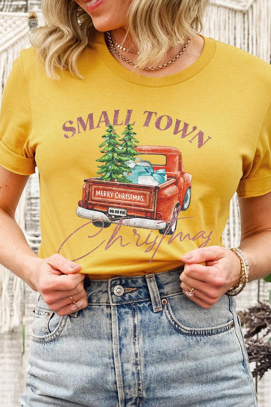 Small Town Christmas Truck Short Sleeve Graphic Tee