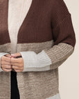 Color Block Open Front  Cardigan