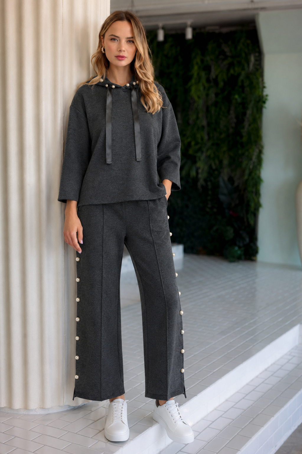 Farrah French Scuba Pearl Pant - Dark Colors