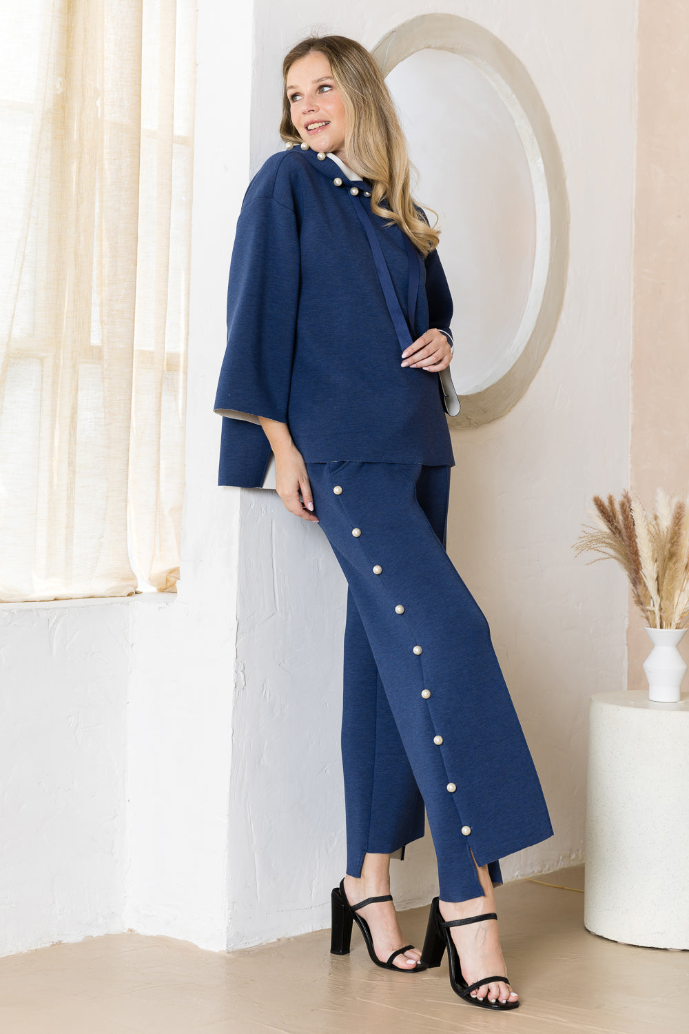 Farrah French Scuba Pearl Pant - Dark Colors