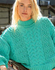 POL Mock Neck Cable Knit Sweater