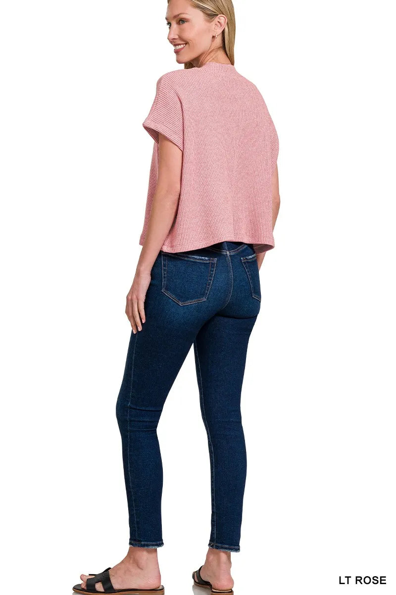 Zenana Sweater Boxy Top & Long Pants Set in Rose