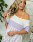 e Luna PLUS Stripe Mix One Shoulder Top