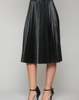 Lisa Pleated Faux Leather Skirt