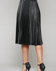 Lisa Pleated Faux Leather Skirt