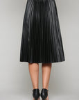 Lisa Pleated Faux Leather Skirt