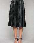 Lisa Pleated Faux Leather Skirt