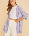 Annie Wear Checkered Open Front Drop Shoulder Cardigan