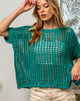 BiBi Hollowed Out Short Sleeve Knit Cover Up