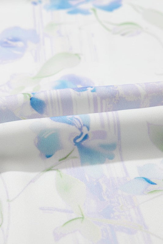 Floral Ruffle Sleeve Smocked High Waist Dress