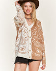 Jade By Jane Heart Paisley Color Block Cardigan PLUS