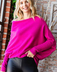 First Love Full Size Asymmetrical Hem Dolman Sleeve Sweater