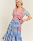 COLORBLOCK GINGHAM DRESS