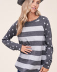 e Luna Dot Stripe Mixed Sweatshirt