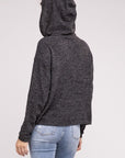 Zenana Hooded Brushed Melange Hacci Sweater