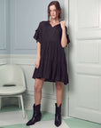 Jade By Jane Ruffled Neck Tiered Mini Dress PLUS