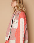 POL Floral Patchwork Zip Up Long Sleeve Jacket