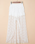 Sheer Lace Ruffle Tiered High-Low Skirt