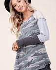 e Luna PLUS Camouflage Color Block Top