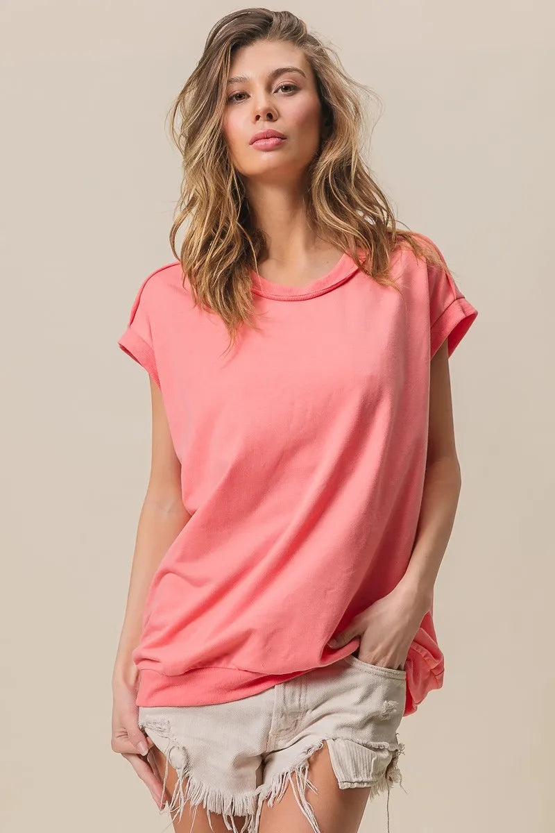 BiBi French Terry Drop Shoulder Basic Top