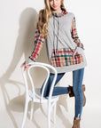 e Luna Plaid Mixed Turtle Neck Sweatshirt