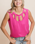 BiBi Cutout Round Neck Sleeveless Top