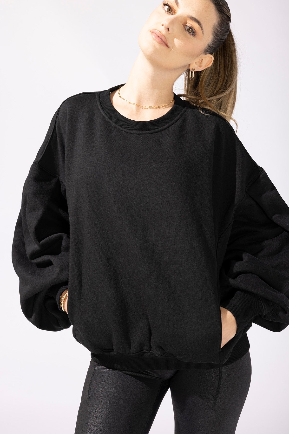 POPFLEX Full Size Brunch Sweater - Black