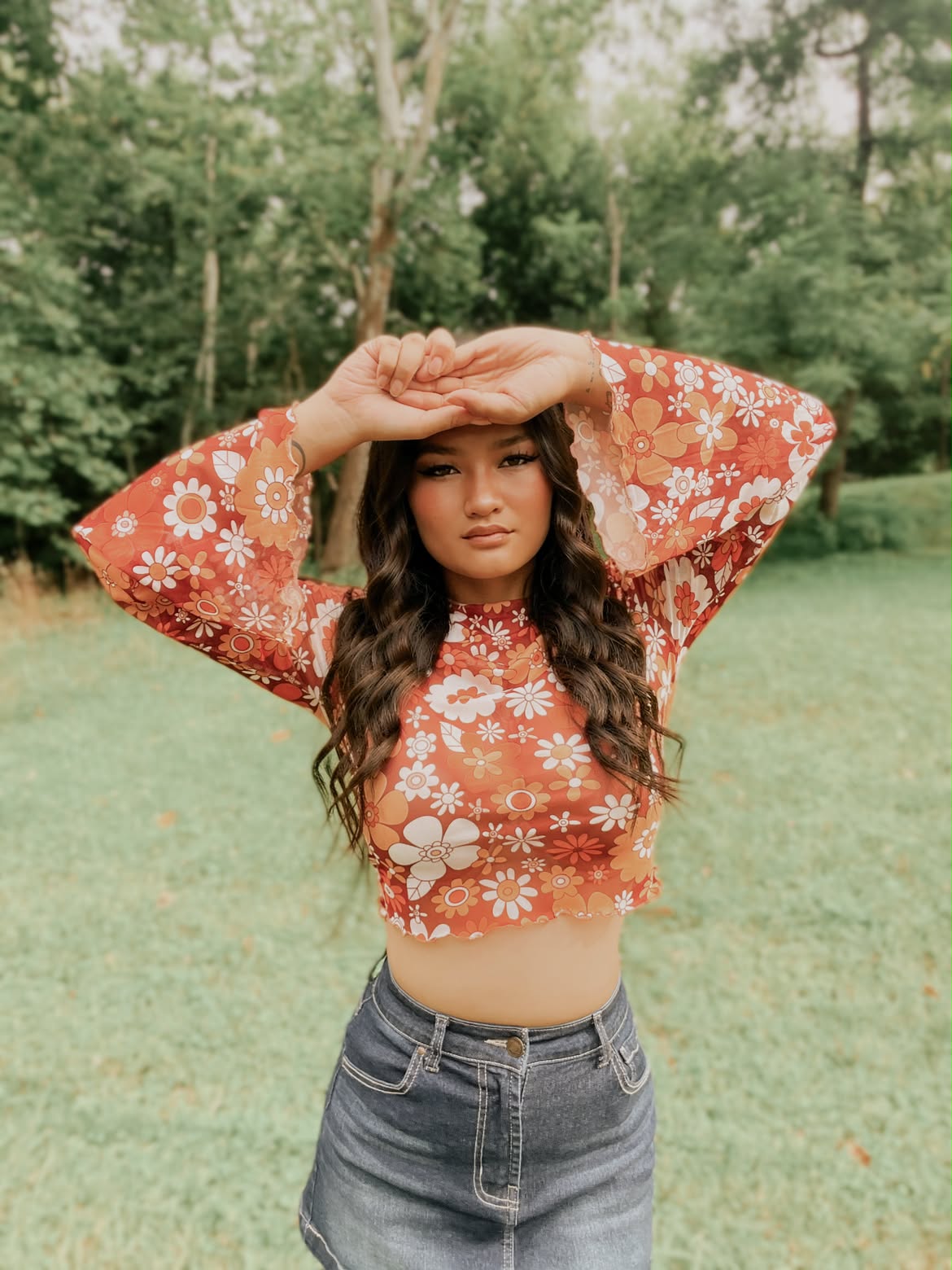 Miss Sparkling |Mesh Cropped Printed Top