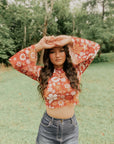 Miss Sparkling |Mesh Cropped Printed Top