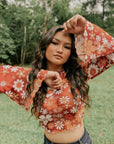 Miss Sparkling |Mesh Cropped Printed Top