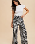 Annie Wear Drawstring Checkered Wide Leg Pants