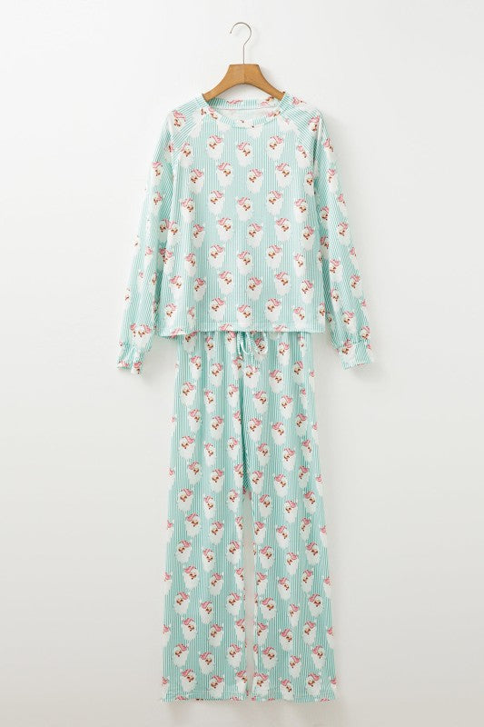 Christmas Santa Claus Stripe Top and Pants Lounge