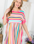 e Luna PLUS Striped Babydoll Tunic Top