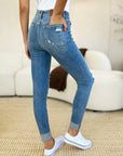 Judy Blue Full Size Mid Rise Destroy & Cuff Skinny Jeans