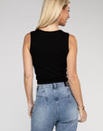 Zenana Ribbed Scoop Neck Cropped Sleeveless Top