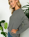 e Luna PLUS Pin Striped Ruffled Top